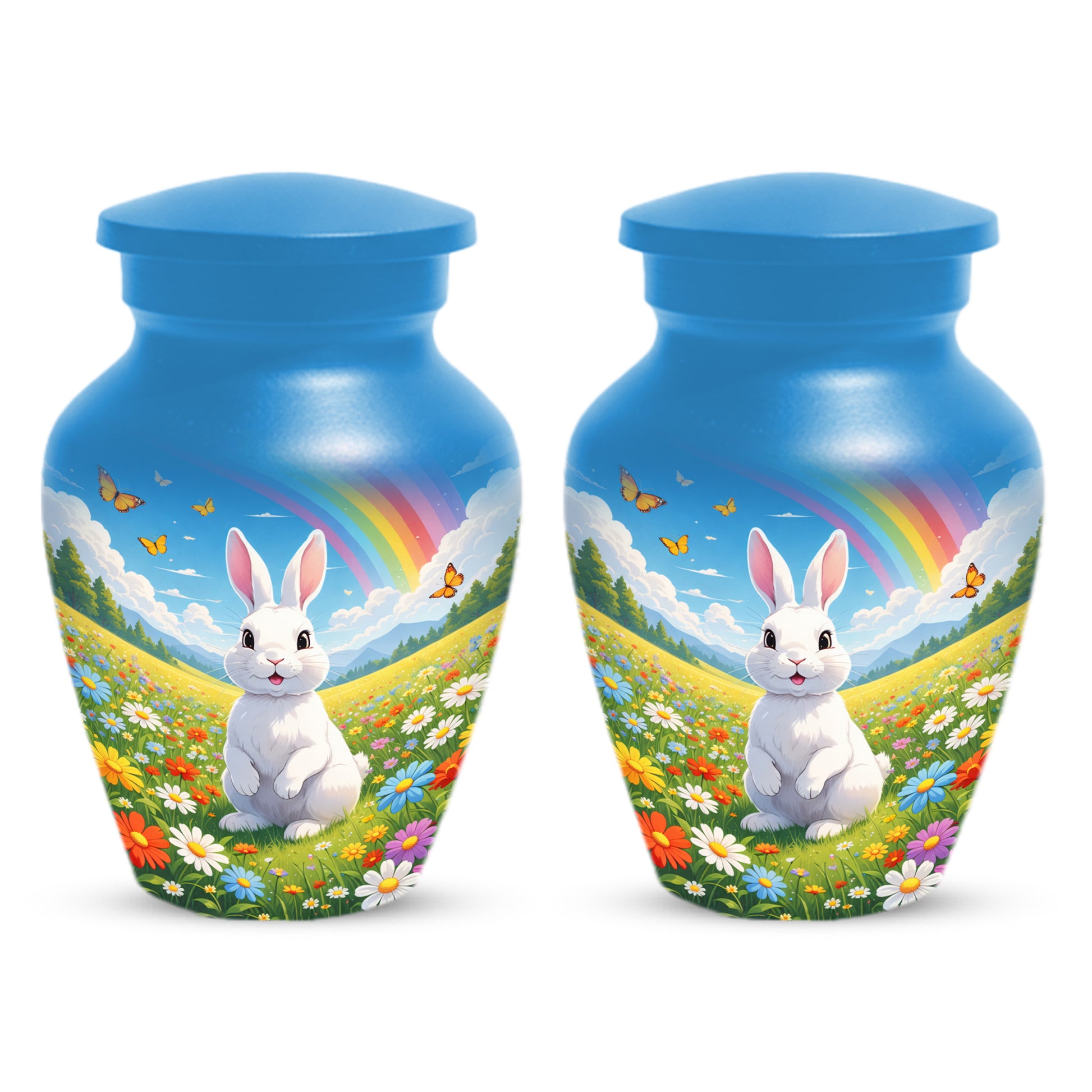 Personalized Bunny Rainbow Urn for Ashes – Custom Rabbit Cremation Urn, Adult Memorial Funeral Urn for Human Ashes