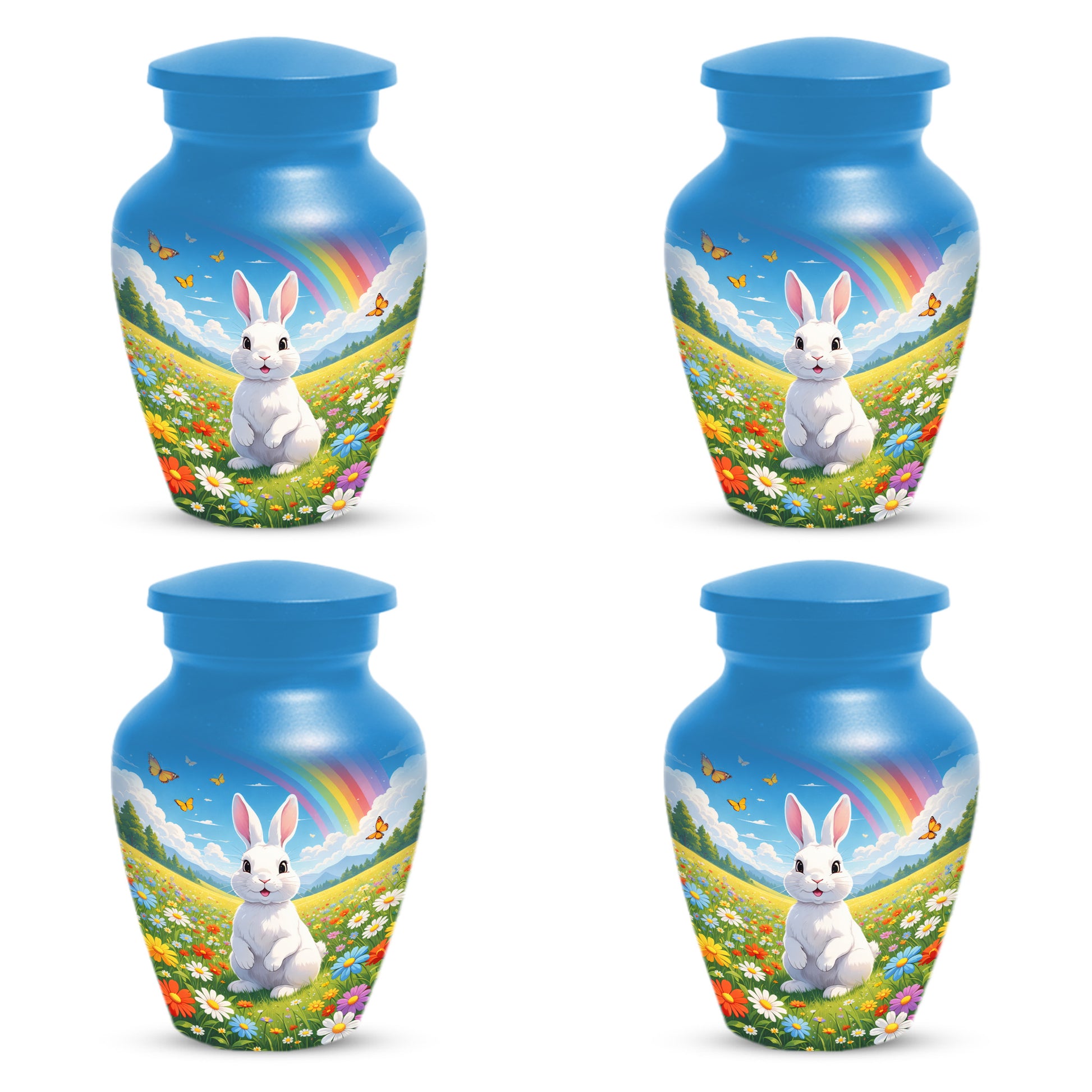 Personalized Bunny Rainbow Urn for Ashes – Custom Rabbit Cremation Urn, Adult Memorial Funeral Urn for Human Ashes