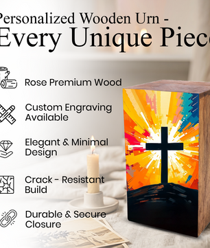 Celtic Cross Urn For Ashes - Religious Wooden Box keepsake Urns For Adults