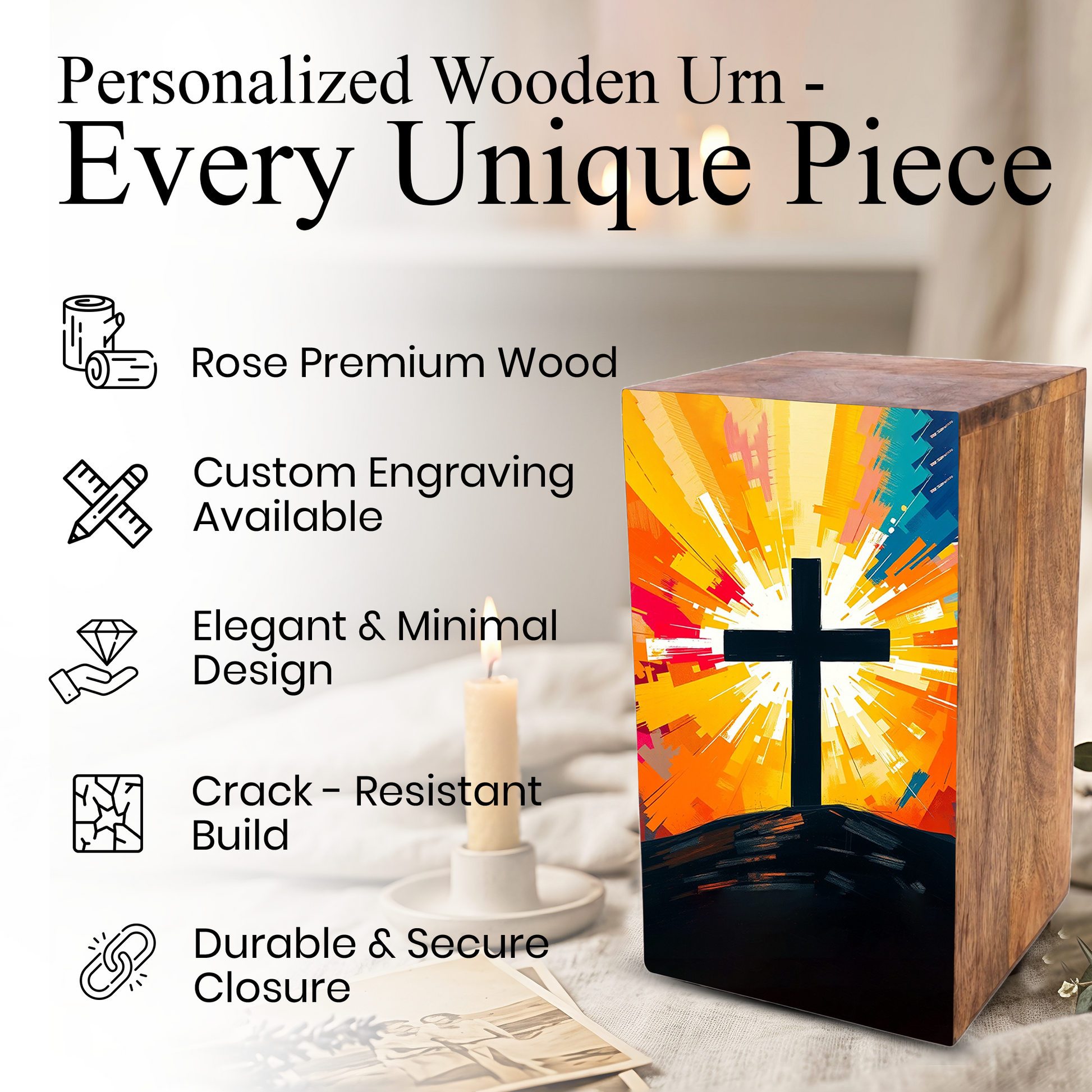 Celtic Cross Urn For Ashes - Religious Wooden Box keepsake Urns For Adults