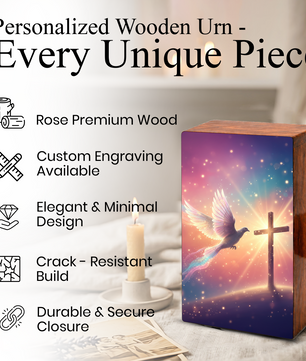 Cross Dove Cremation Urn for Ashes - Christian Memorial Urn with Spiritual Symbol