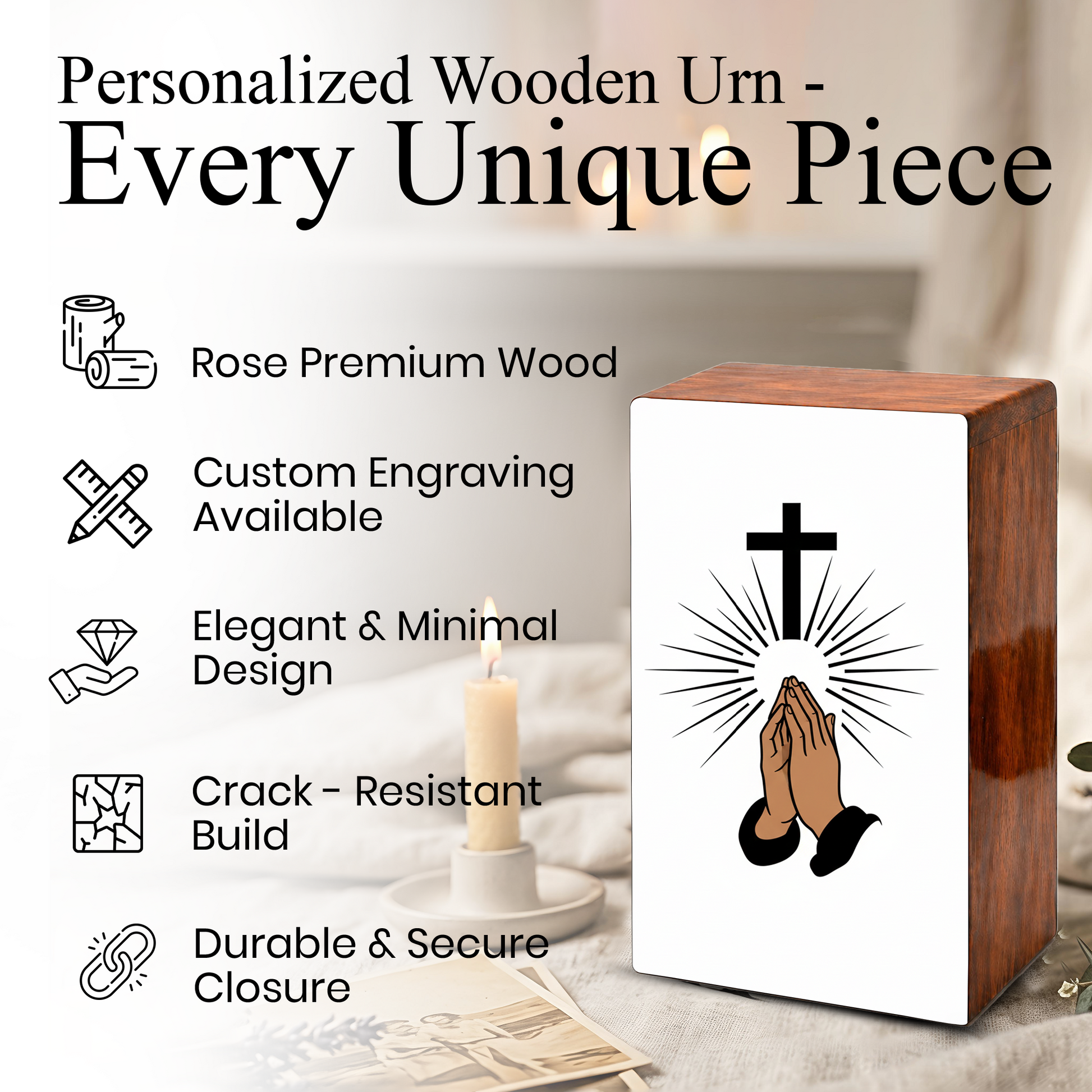 Praying Hands Cross Urns for Human Ashes - Religious Memorial Urn for Mom Dad