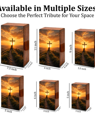 Religious Cross Large Urn Ashes Male - Wooden Celtic Cross Mini keepsake For Dad