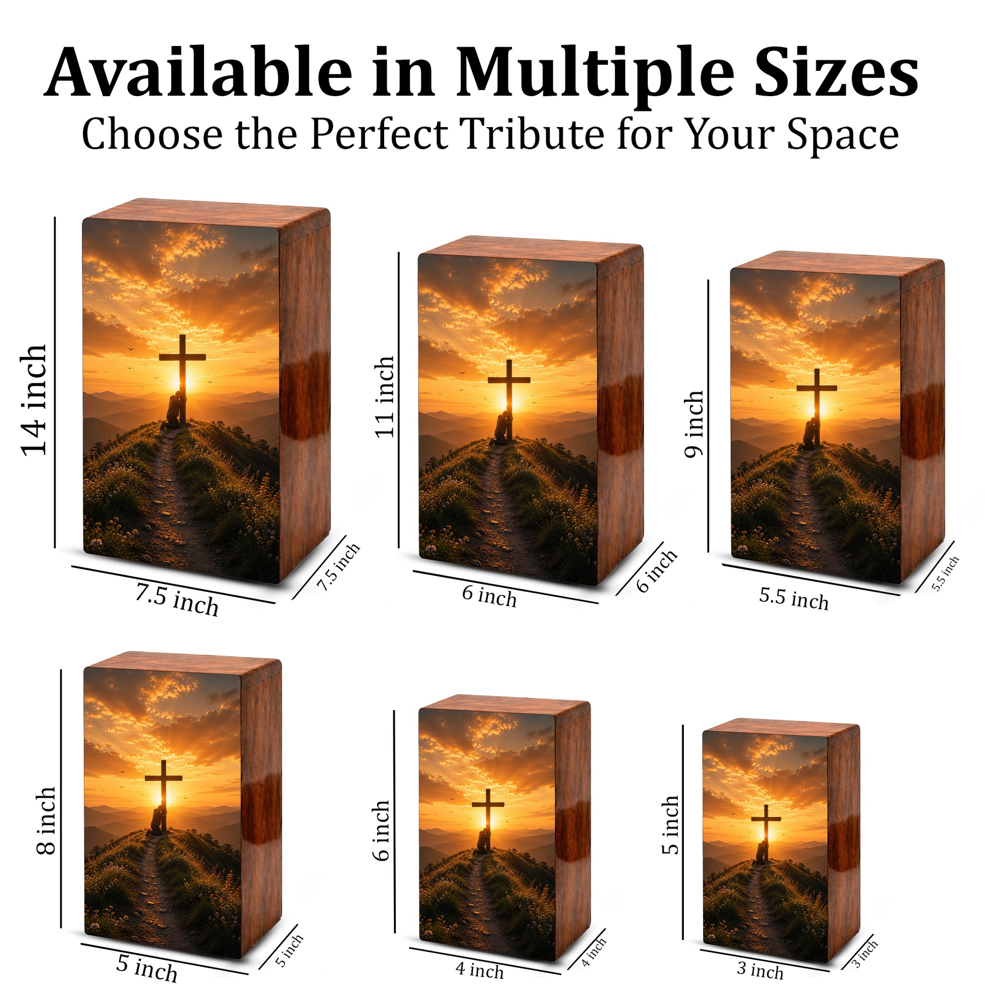 Religious Cross Large Urn Ashes Male - Wooden Celtic Cross Mini keepsake For Dad