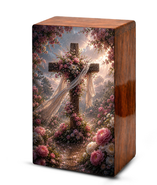 Celtic Cross Urn For Human Ashes - Religious Memorial Wooden Keepsake Urn Box