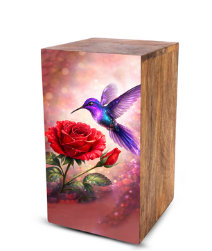 Purple Hummingbird Urn For Mom Ashes - Red Rose Mini Urns For Female