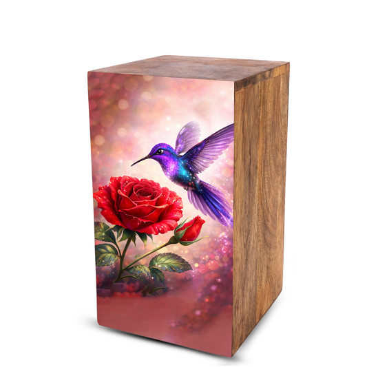 Purple Hummingbird Urn For Mom Ashes - Red Rose Mini Urns For Female