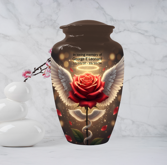 Angel Rose Memorial Urn | Custom Cremation Urn for Mom