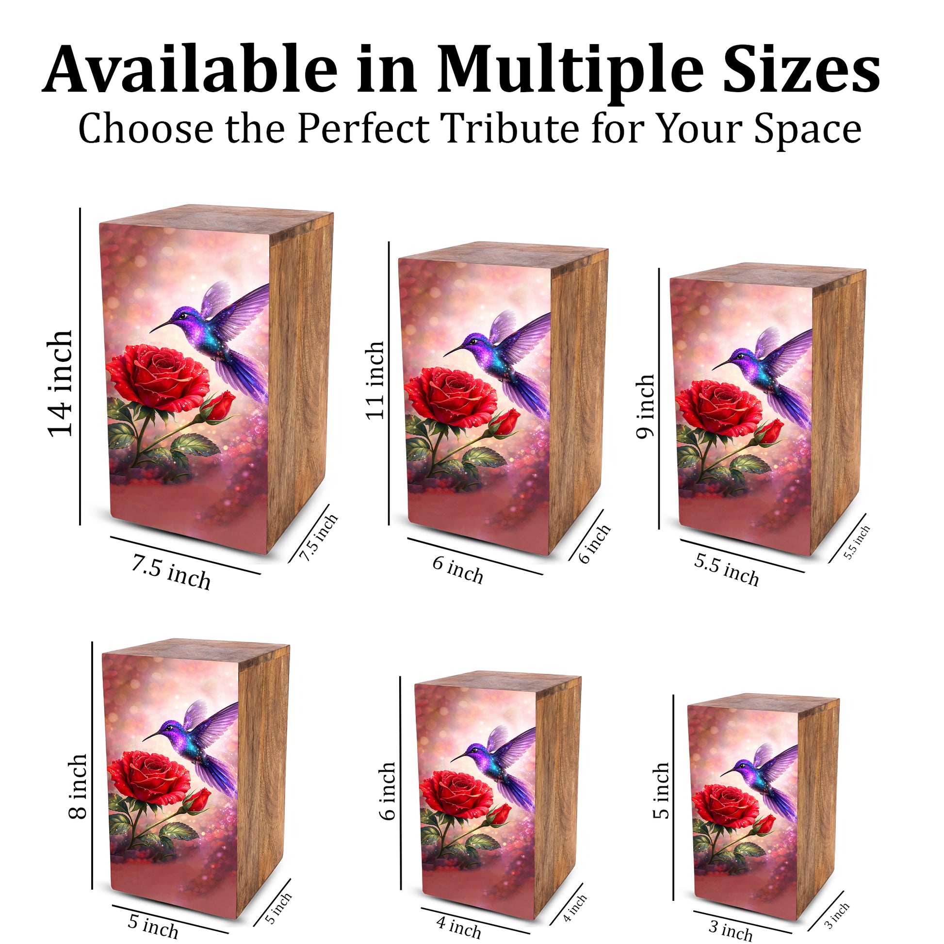 Purple Hummingbird Urn For Mom Ashes - Red Rose Mini Urns For Female