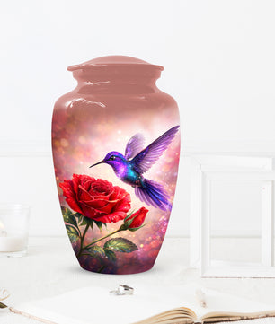 Personalized Hummingbird & Rose Urn for Mom – Custom Rose Cremation Urns for Ashes