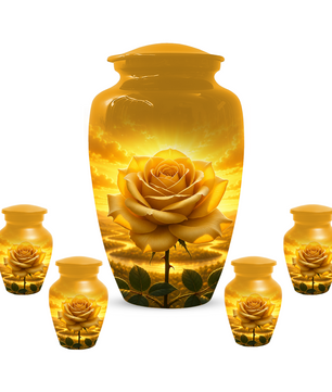 Yellow Rose Urn for Ashes - Personalized Memorial Urns for Men & Women
