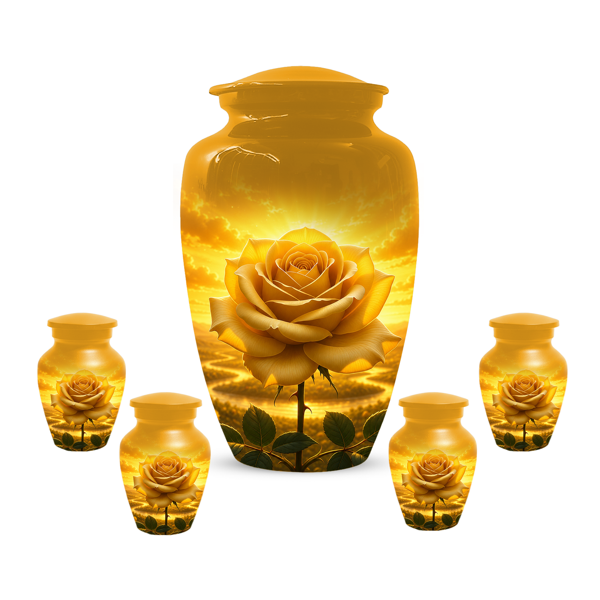 Yellow Rose Urn for Ashes - Personalized Memorial Urns for Men & Women