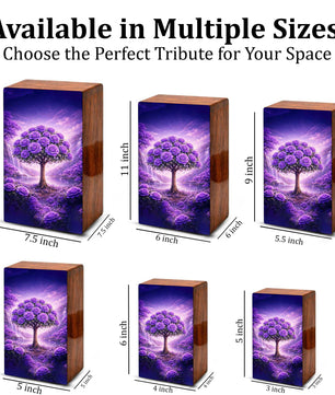 Purple Rose Flower Urn for Human Ashes - Floral Tree Memorial Keepsake Urn Box