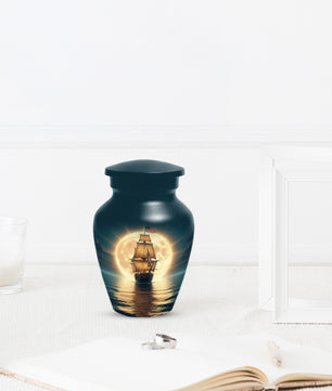 American Flag Sailing Ship Urn for Dad – Personalized Nautical Cremation Urns for Father