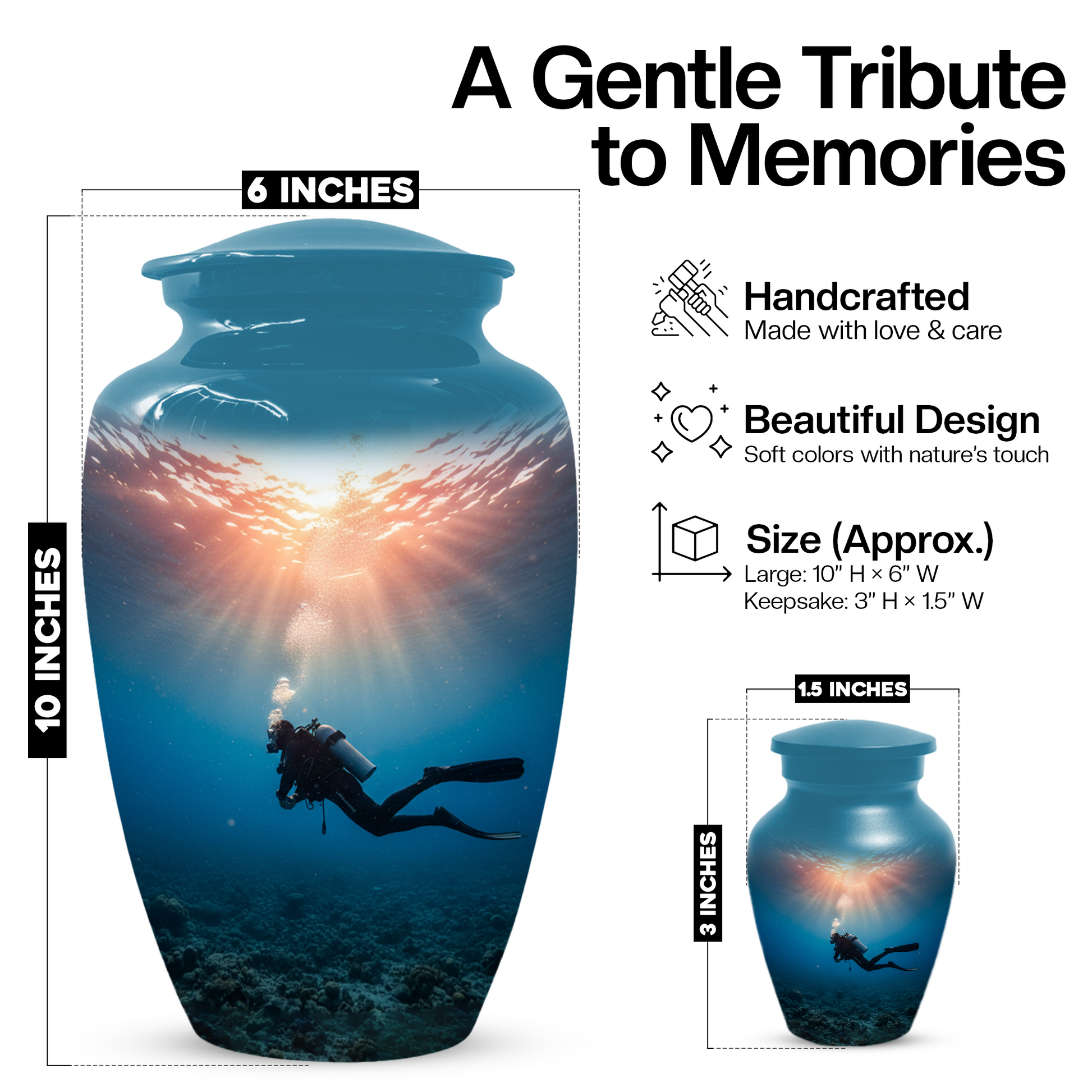 Personalized Scuba Diving Urn for Dad – Custom Diver Cremation Urns  for Male Ashes