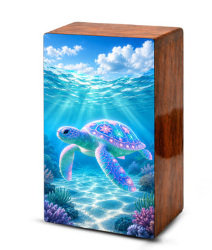 Sea Turtle Cremation Urn – Ocean Personalized Wooden Memorial Keepsake Box