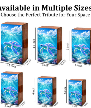 Sea Turtle Cremation Urn – Ocean Personalized Wooden Memorial Keepsake Box