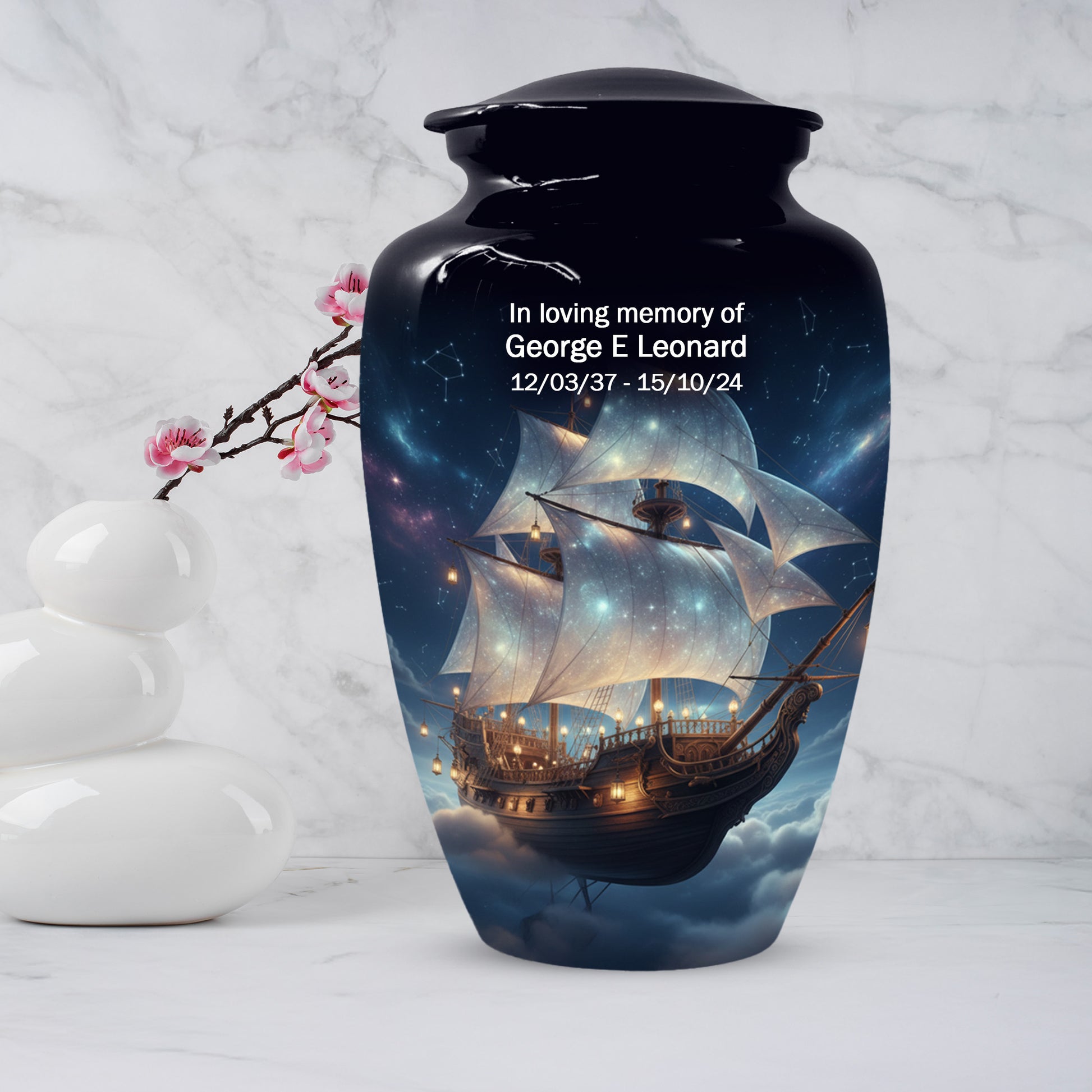 Nautical Ship Urns for Dad –  Sailing Ship Memorial Urn for Father Ashes