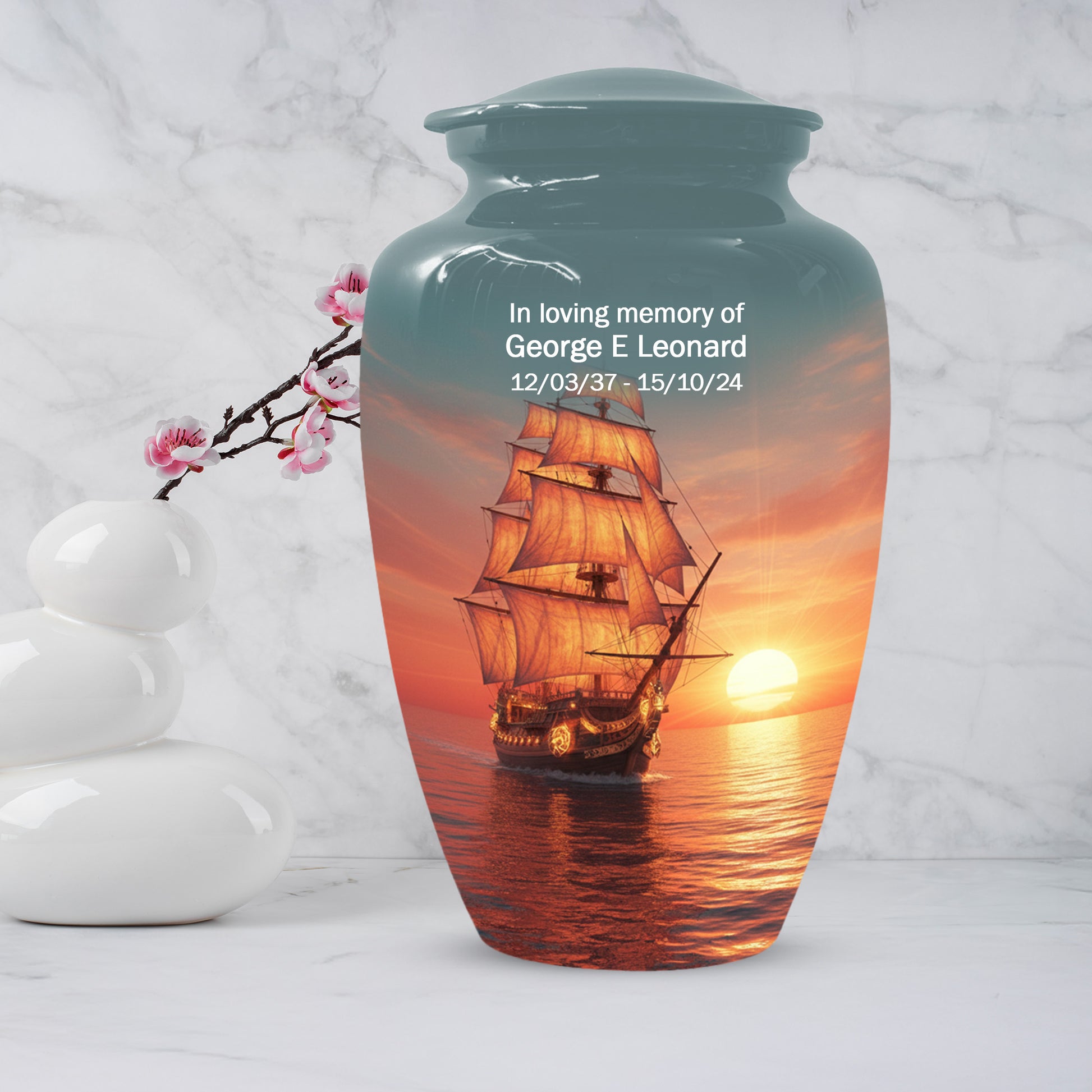 Sailing Ship Urns for Dad – Personalized KLeepsake for Dad | Nautical Memorial Urn for Father Ashes