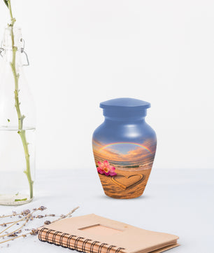 Beach Rainbow  Memorial Urn for Ashes – Custom Ocean  Keepsake Urns for Mom & Dad