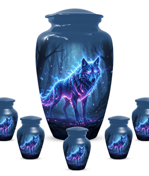 Personalized Wolf Cremation Urn for Dad – Mystical Wolf Keepsake Urns for  Human Ashes