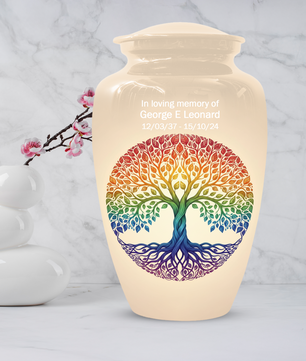 Rainbow Tree of Life Cremation Urns for Ashes –  Full Size Memorial Urn for Human Ashes,