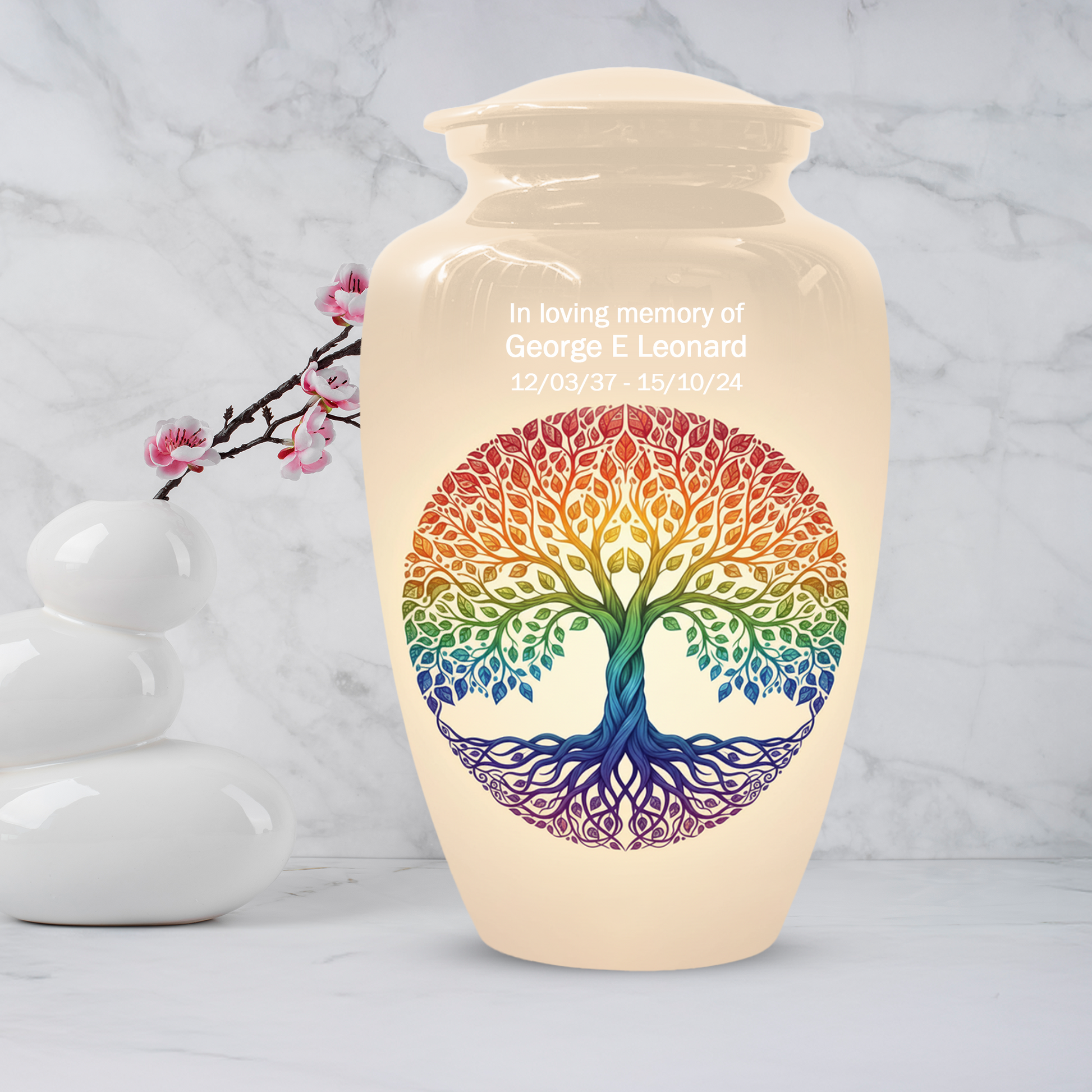 Rainbow Tree of Life Cremation Urns for Ashes –  Full Size Memorial Urn for Human Ashes,