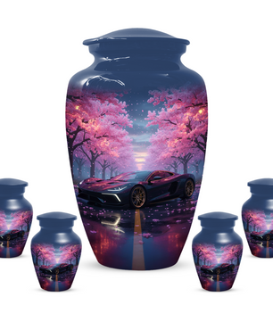 Personalized Sports Car Urn for Dad – Cherry Blossom Cremation for Ashes| Luxury Car Memorial Urns for Father