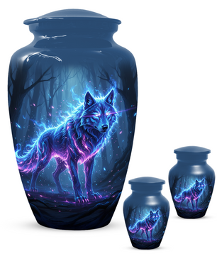 Personalized Wolf Cremation Urn for Dad – Mystical Wolf Keepsake Urns for  Human Ashes