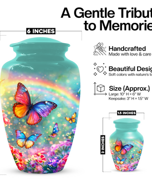 Butterfly Rainbow Memorial Urn for Ashes, Custom Butterfly Cremation Urn, Urn for Mom