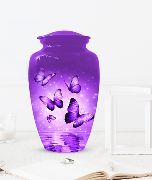 Purple Butterfly Memorial Urn for Ashes, Custom Butterfly Cremation Urn