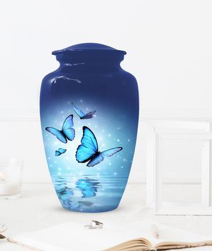 Blue Butterfly Urn for Ashes, Custom Butterfly Cremation Urn, Memorial Urn for Mom