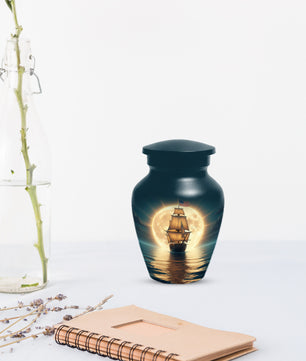 American Flag Sailing Ship Urn for Dad – Personalized Nautical Cremation Urns for Father