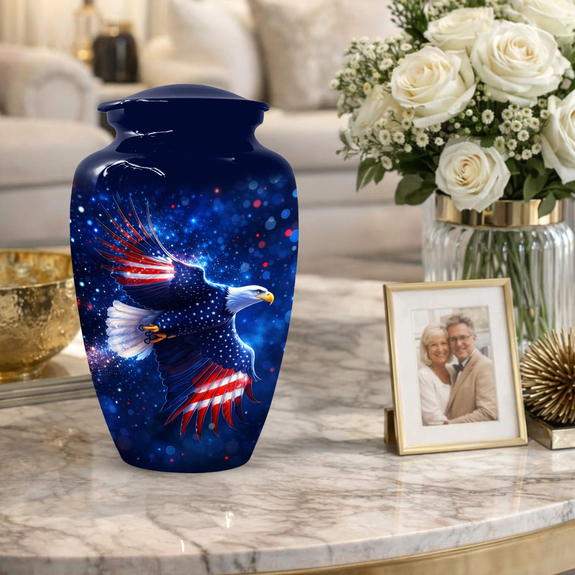 American Eagle Keepsake Urn for Dad - Patriotic Memorial Cremation Urn for Father