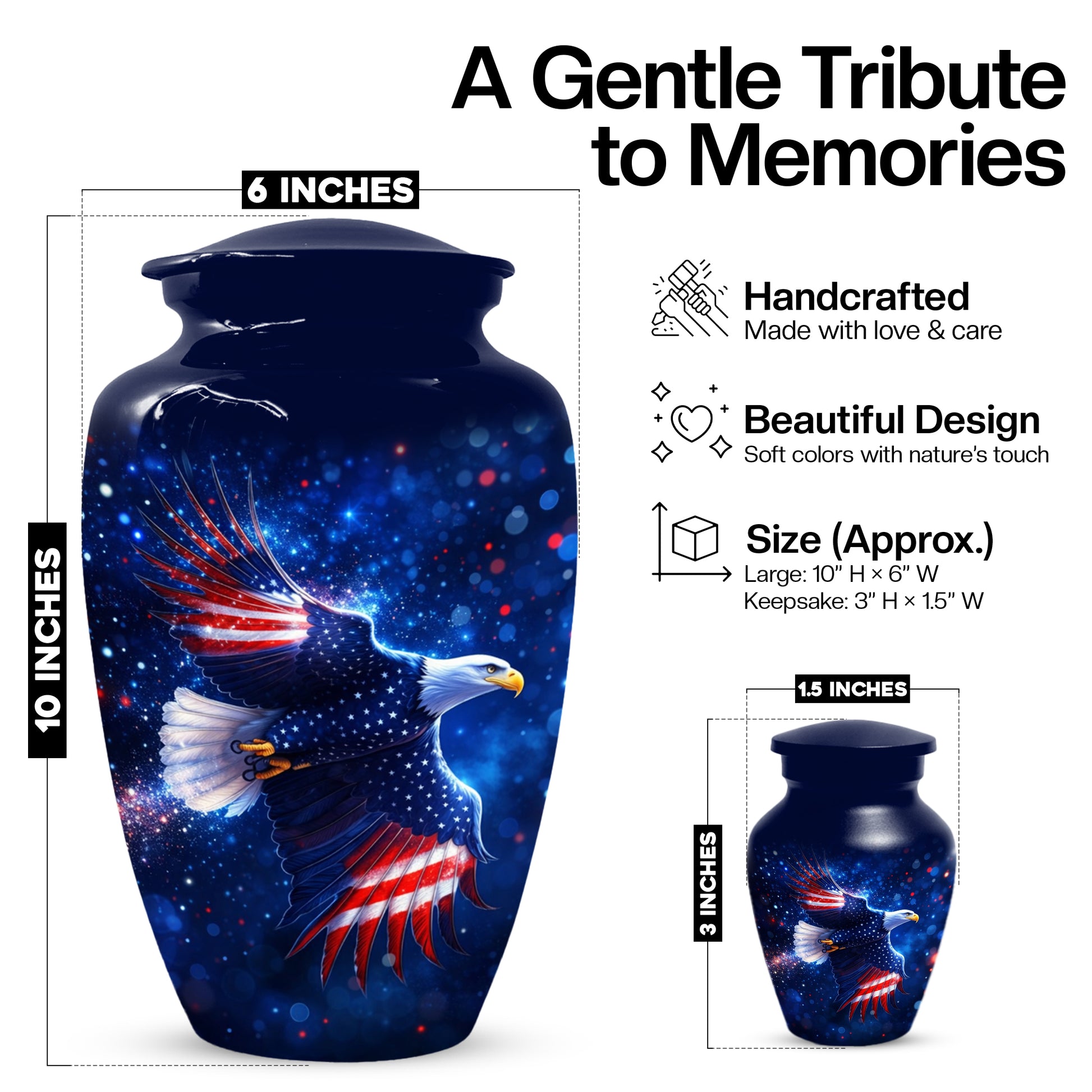 American Eagle Keepsake Urn for Dad - Patriotic Memorial Cremation Urn for Father