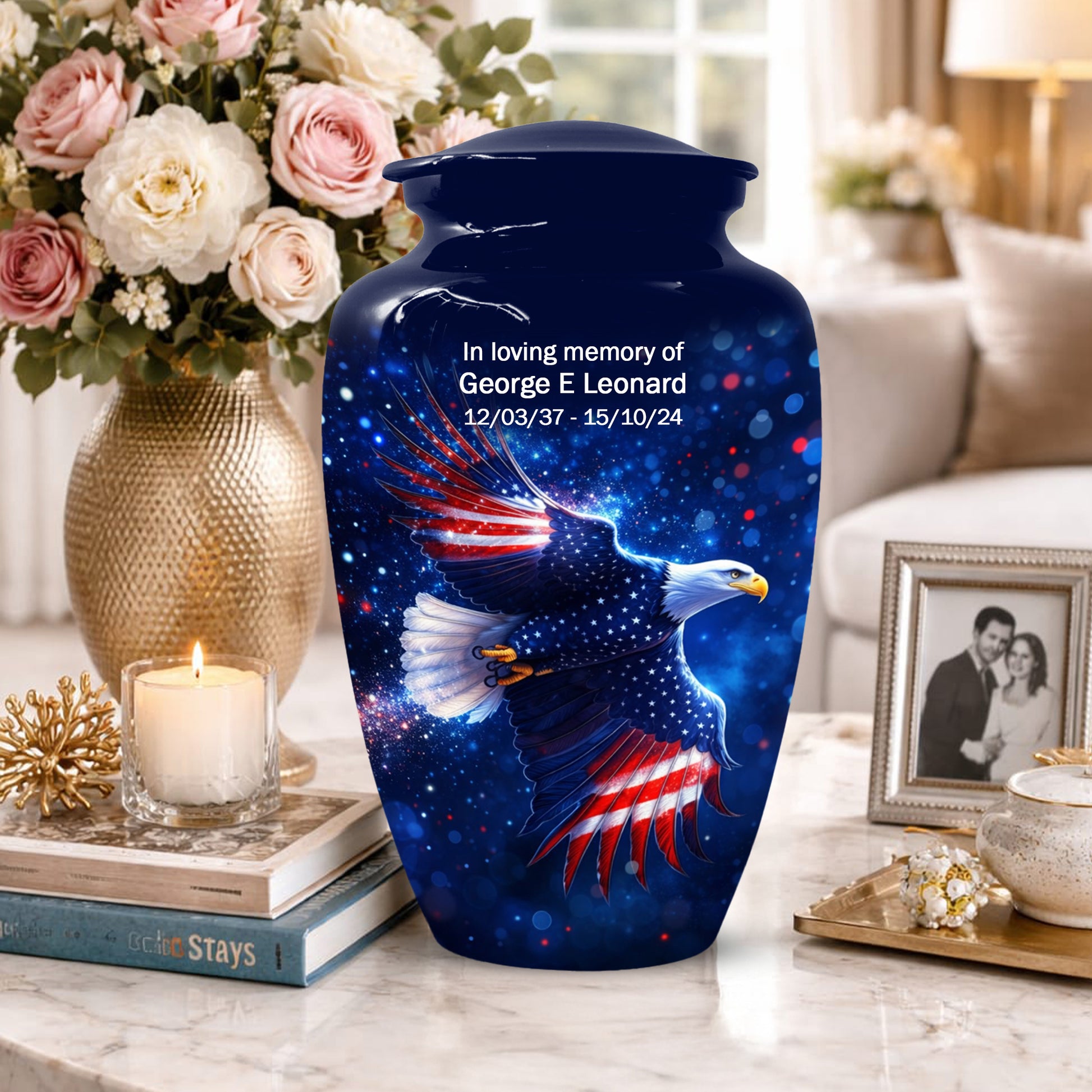 American Eagle Keepsake Urn for Dad - Patriotic Memorial Cremation Urn for Father