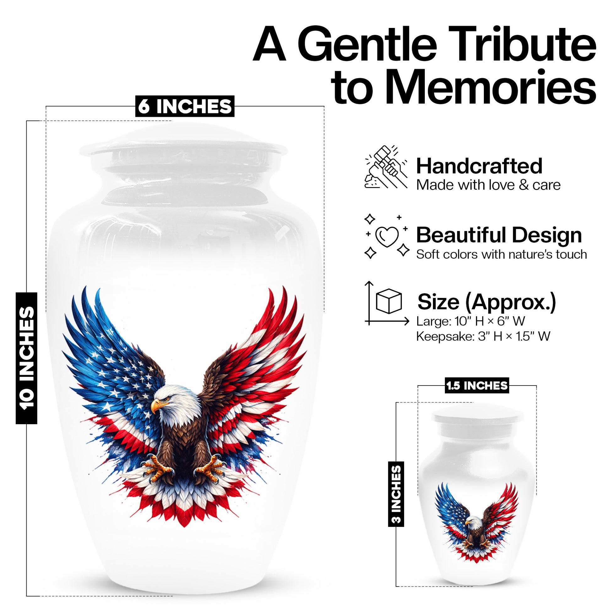 Eagle Urn for Human Ashes - American Flag Memorial Urns for Dad | Patriotic Cremation Keepsake for Men