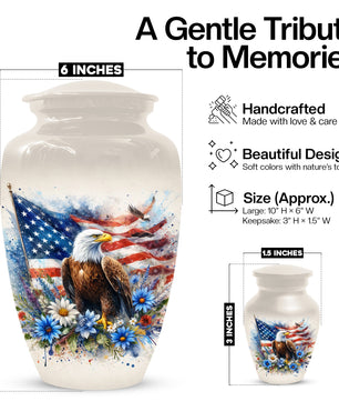 American Eagle Memorial Urn for Male Ashes - Patriotic Cremation Urns for Dad