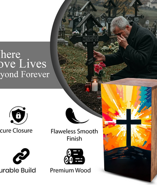 Celtic Cross Urn For Ashes - Religious Wooden Box keepsake Urns For Adults