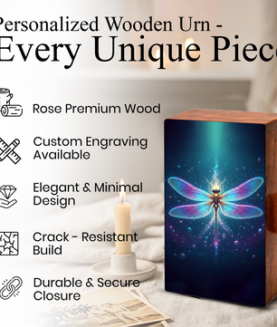 Dragonfly Wooden Cremation Urns for Ashes, Memorial Urn for Mom Dad