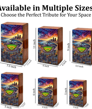 Baseball Stadium Urn For Ashes Male - Sports Wooden Keepsake box For Dad