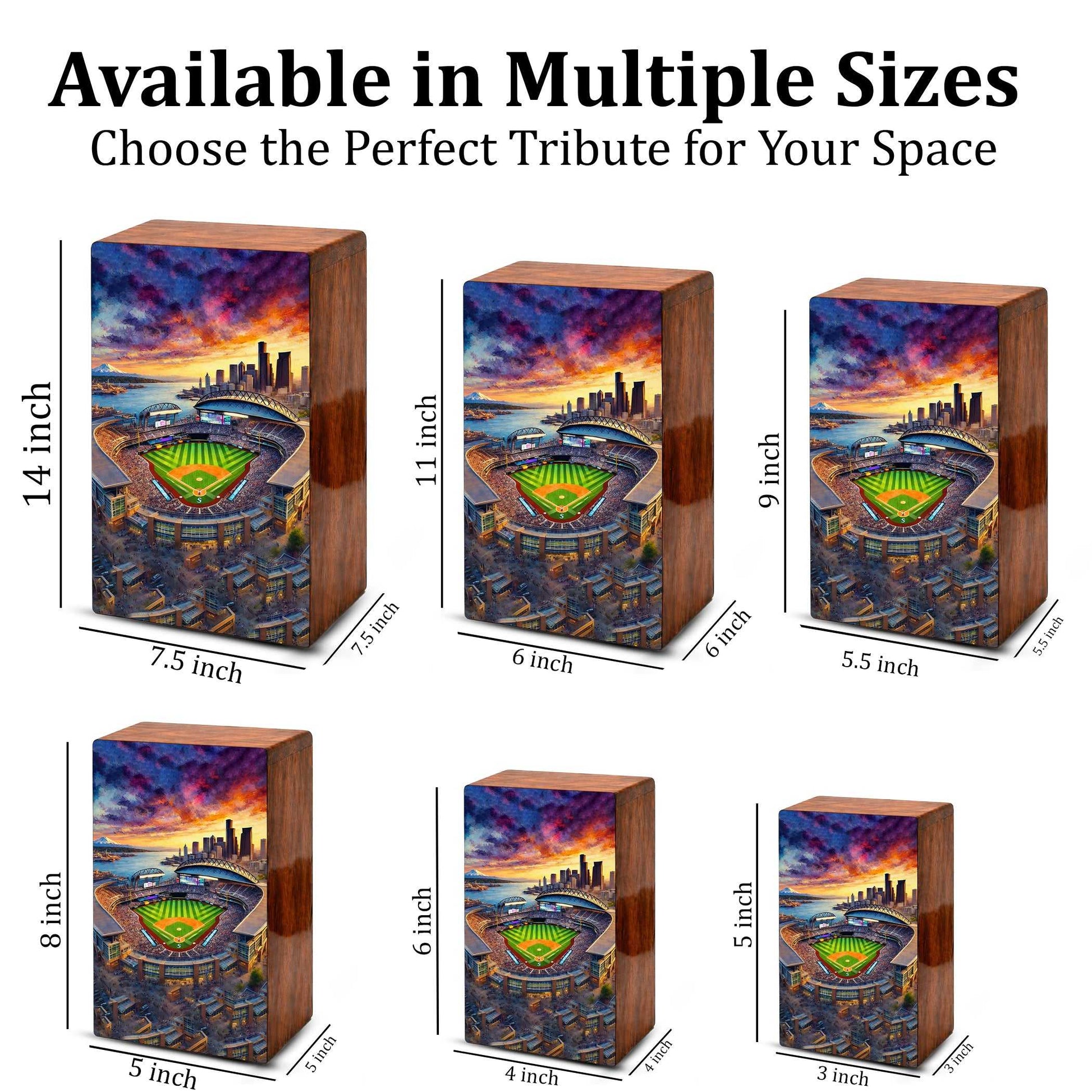 Baseball Stadium Urn For Ashes Male - Sports Wooden Keepsake box For Dad