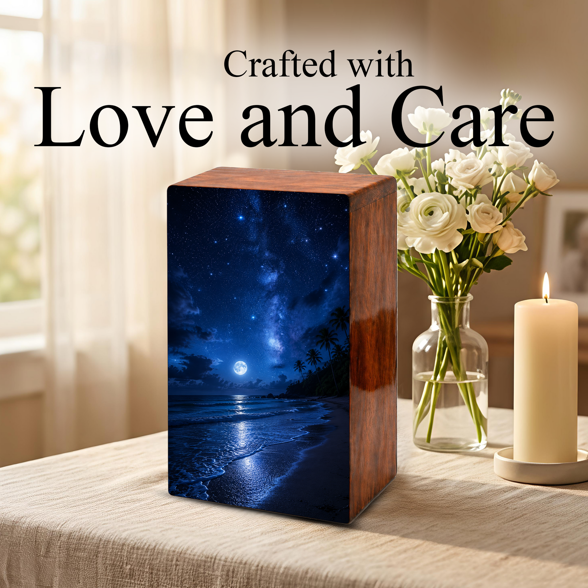 Starry Night Urn For Human Ashes - Beach Memorial Urns For Male and Female