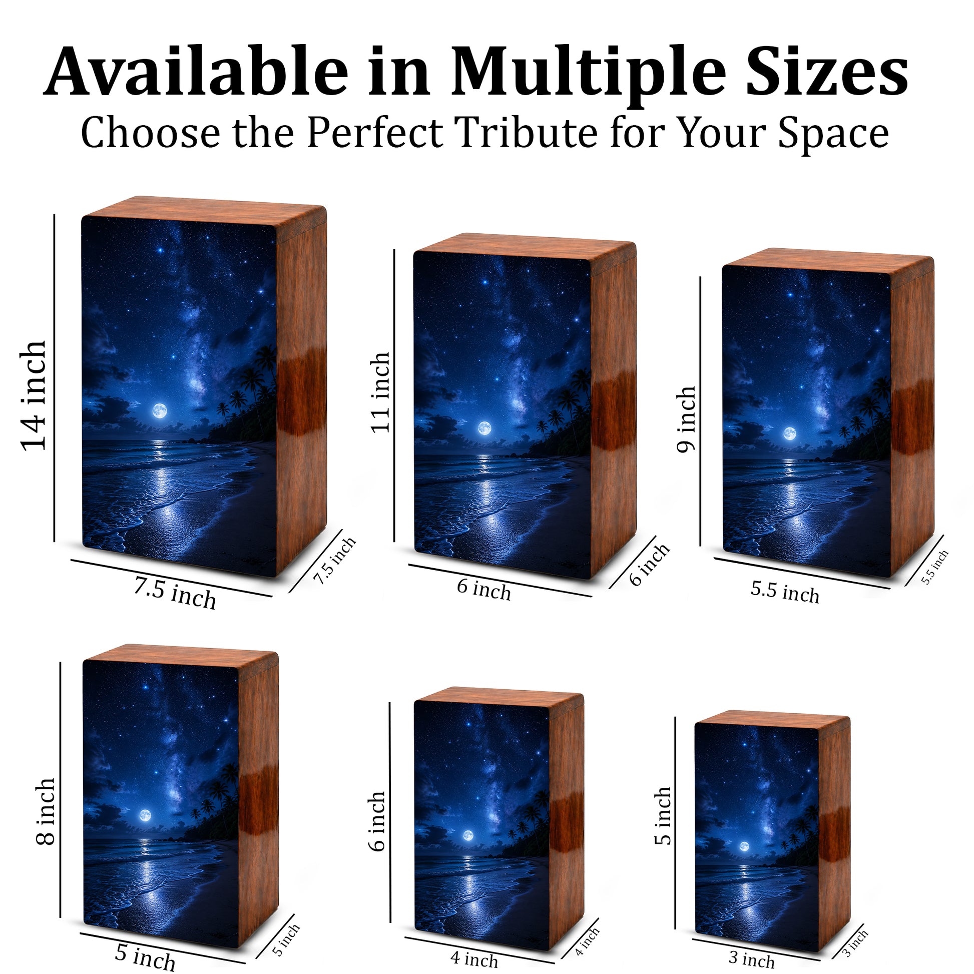 Starry Night Urn For Human Ashes - Beach Memorial Urns For Male and Female