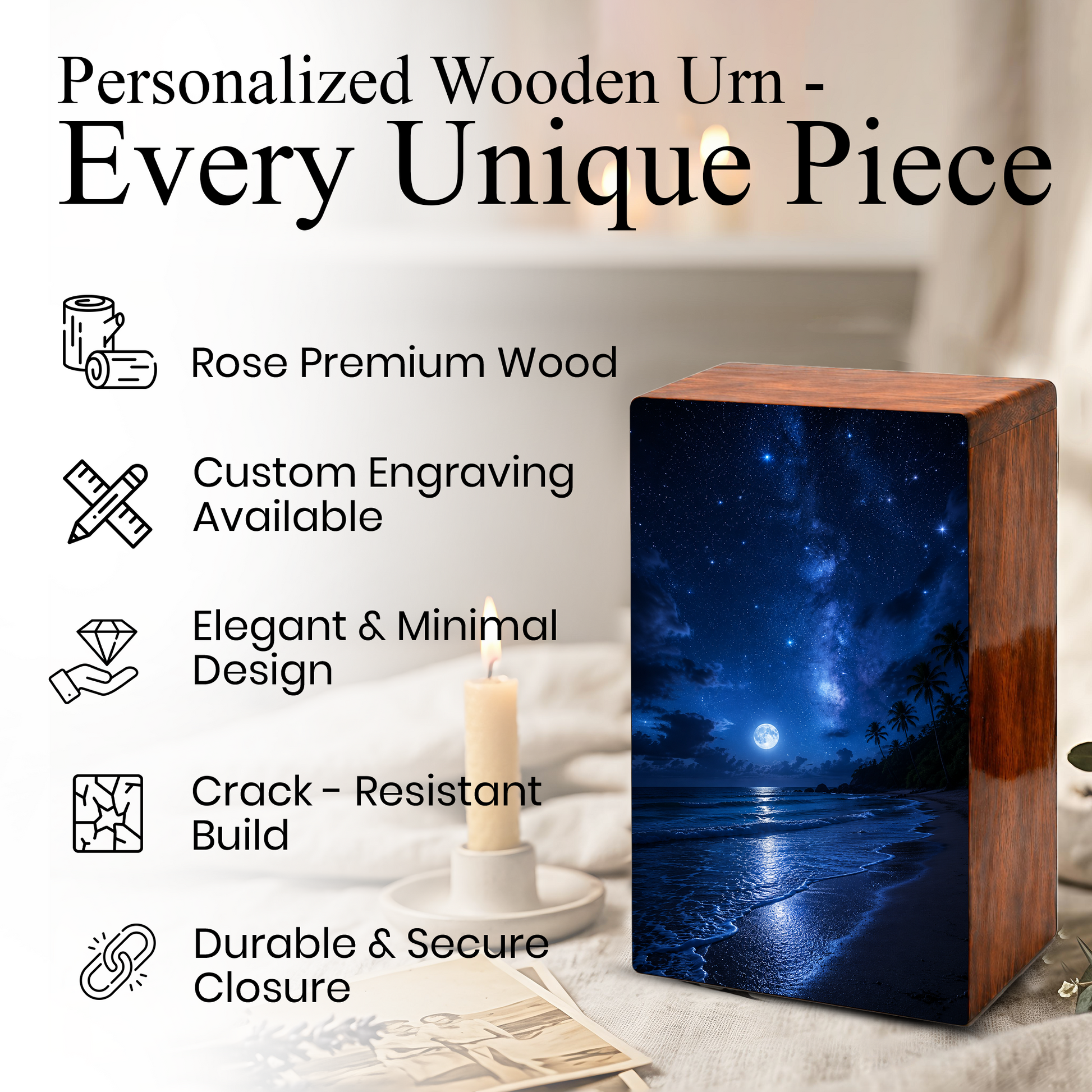 Starry Night Urn For Human Ashes - Beach Memorial Urns For Male and Female