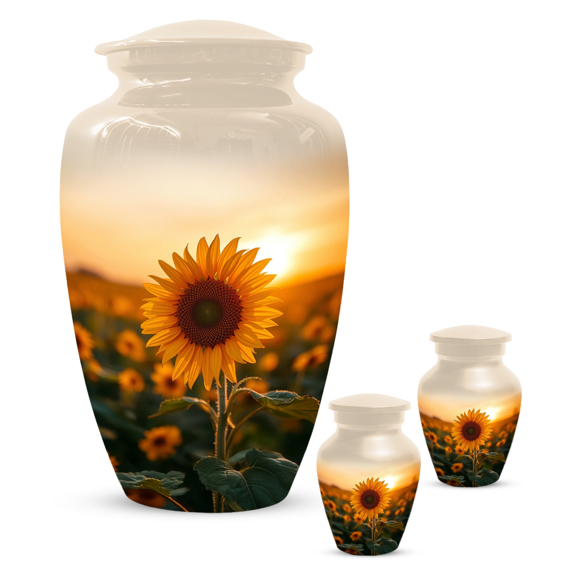 Sunflower Urn for Ashes - Personalized Sunset Memorial for Mom | Custom Funeral Urns for Mother