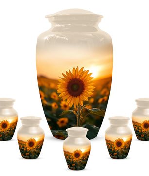 Sunflower Urn for Ashes - Personalized Sunset Memorial for Mom | Custom Funeral Urns for Mother