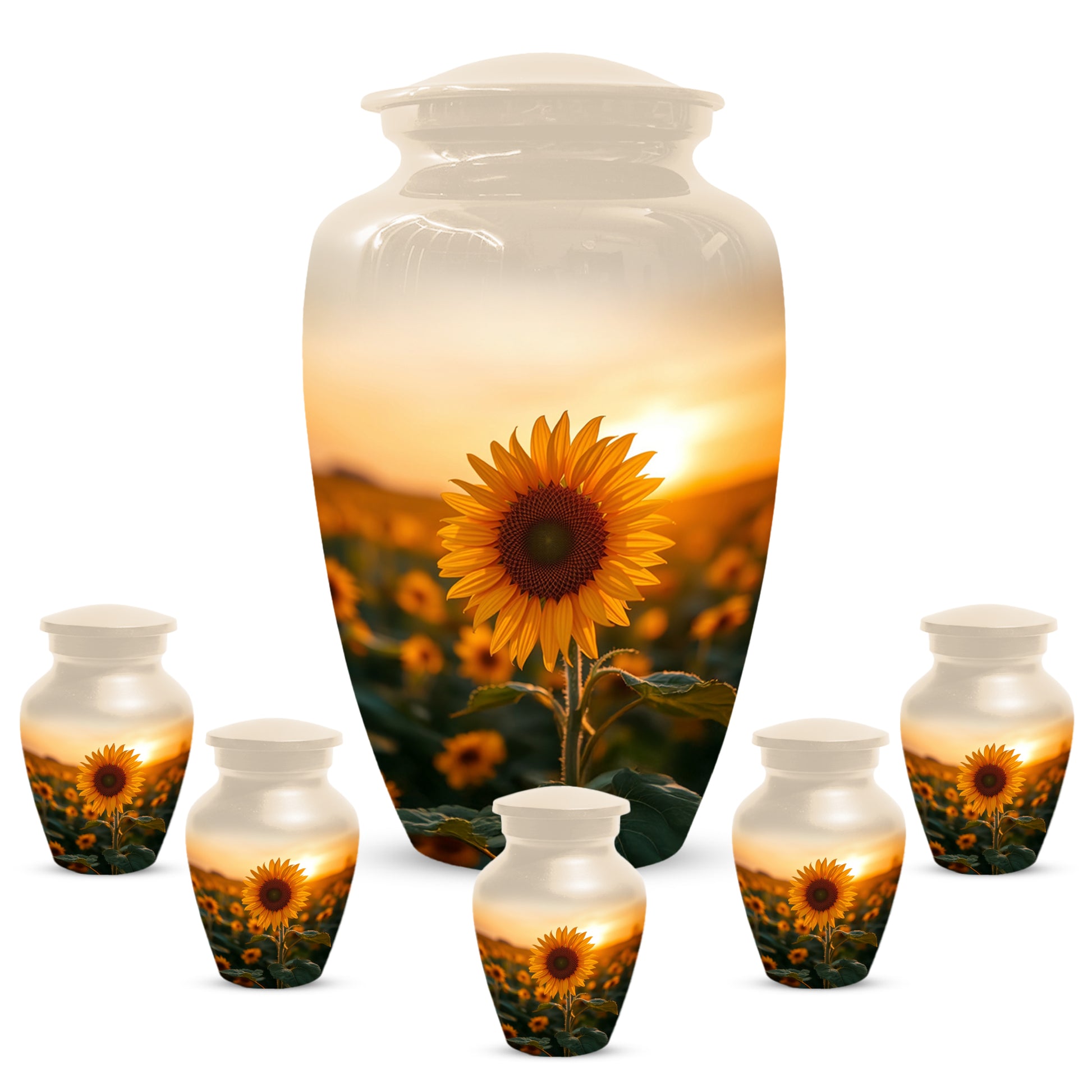 Sunflower Urn for Ashes - Personalized Sunset Memorial for Mom | Custom Funeral Urns for Mother