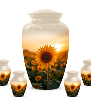 Sunflower Urn for Ashes - Personalized Sunset Memorial for Mom | Custom Funeral Urns for Mother