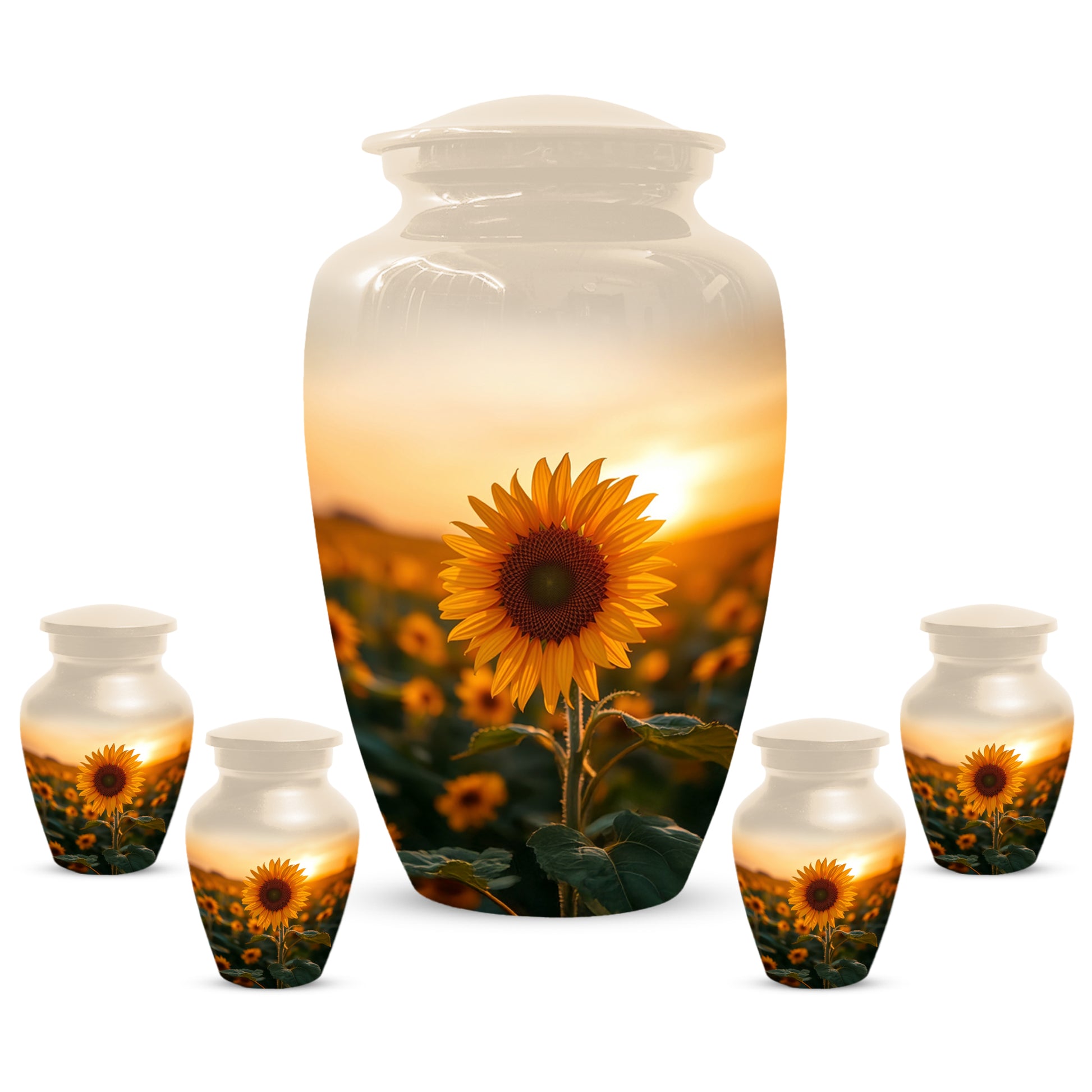 Sunflower Urn for Ashes - Personalized Sunset Memorial for Mom | Custom Funeral Urns for Mother
